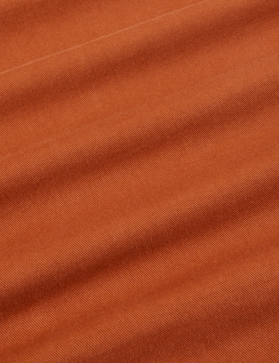 Oversize Overshirt in Burnt Terracotta fabric detail close up