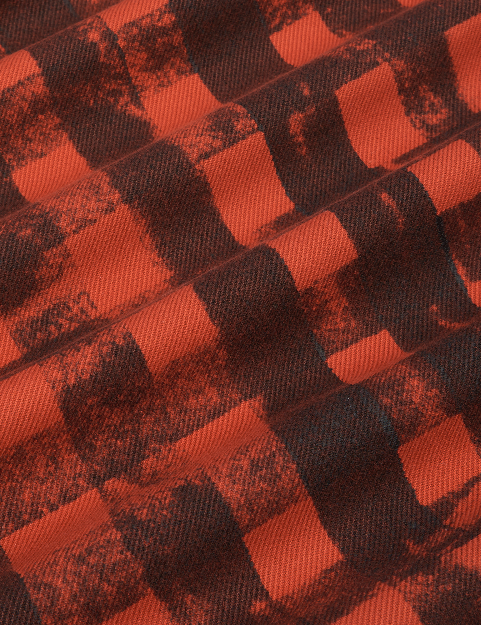 Plaid Flannel Overshirt in Paprika fabric detail close up