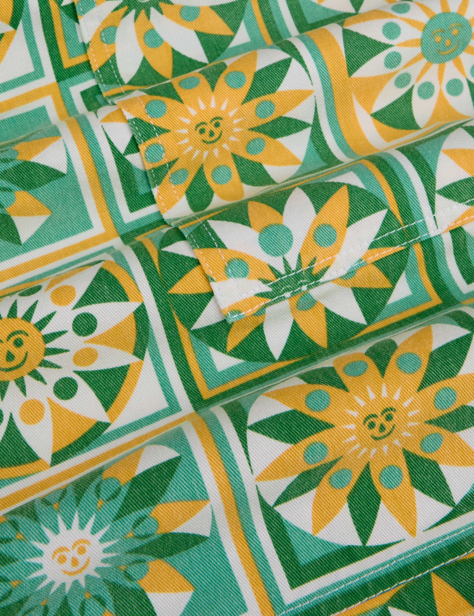 Longline Work Shorts - Spring Quilt Print
