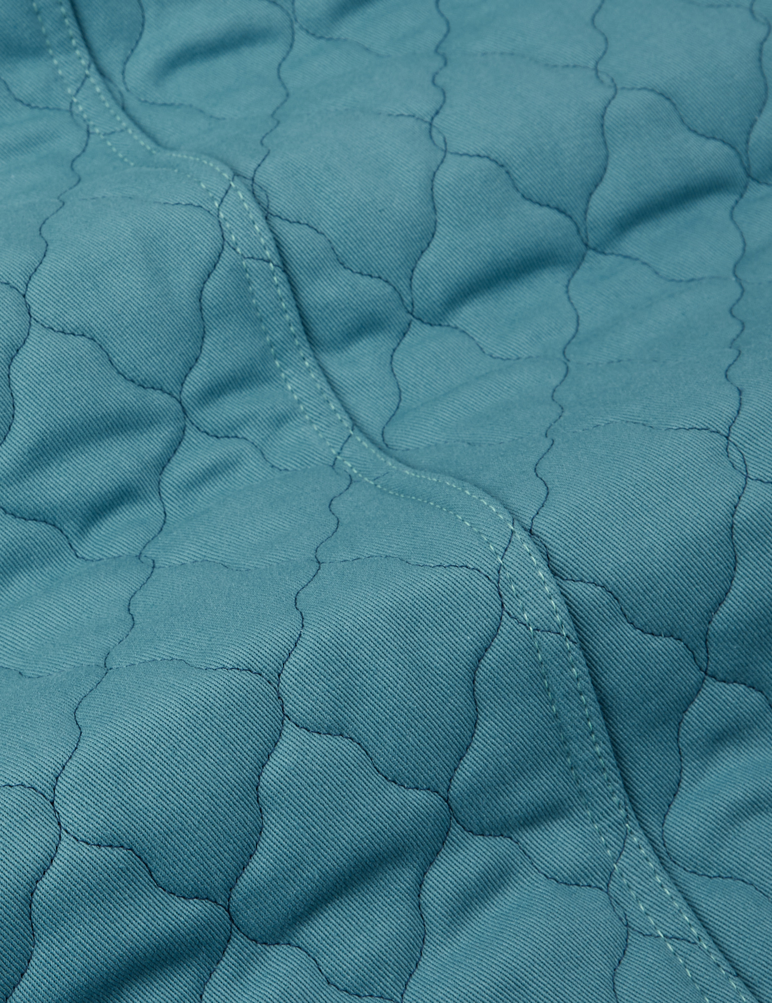 Quilted Overcoat in Marine Blue fabric detail close up