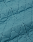 Quilted Overcoat in Marine Blue fabric detail close up