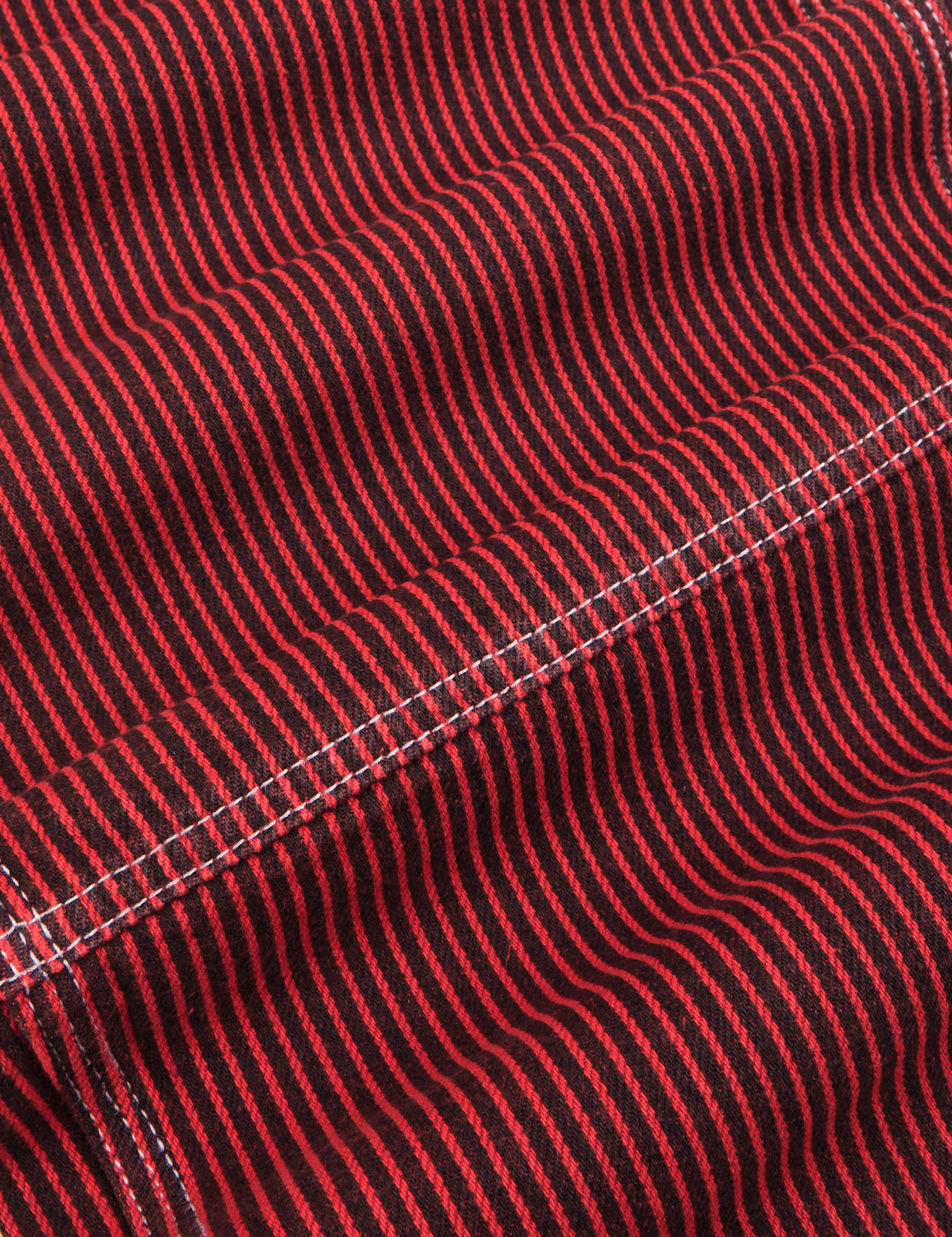 Railroad Carpenter Jeans in Mustang Red fabric detail close up