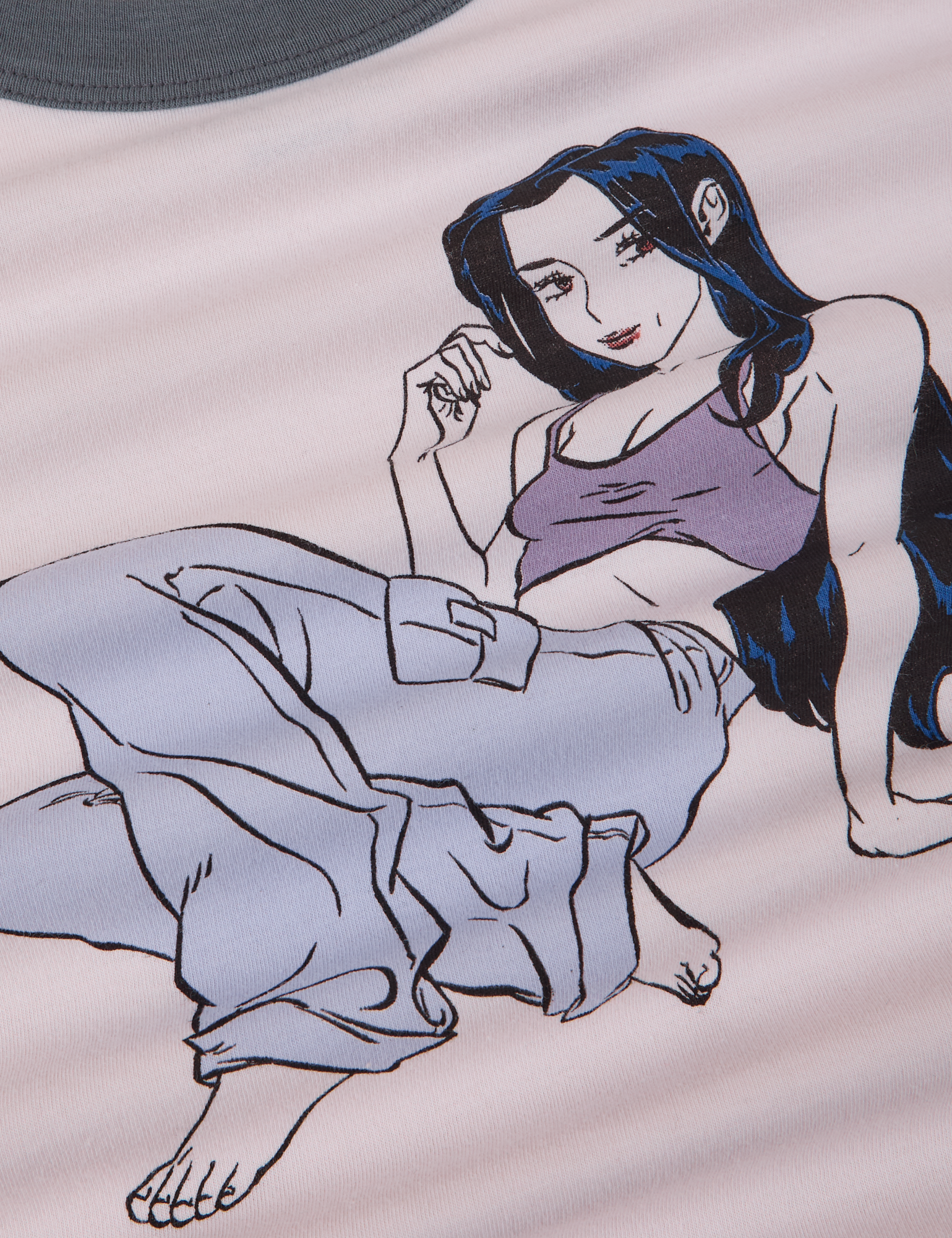 Close up illustration of woman with dark hair