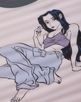 Close up illustration of woman with dark hair