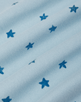 Star Cropped Tank fabric detail close up. Hand stamped little blue stars on the fabric.