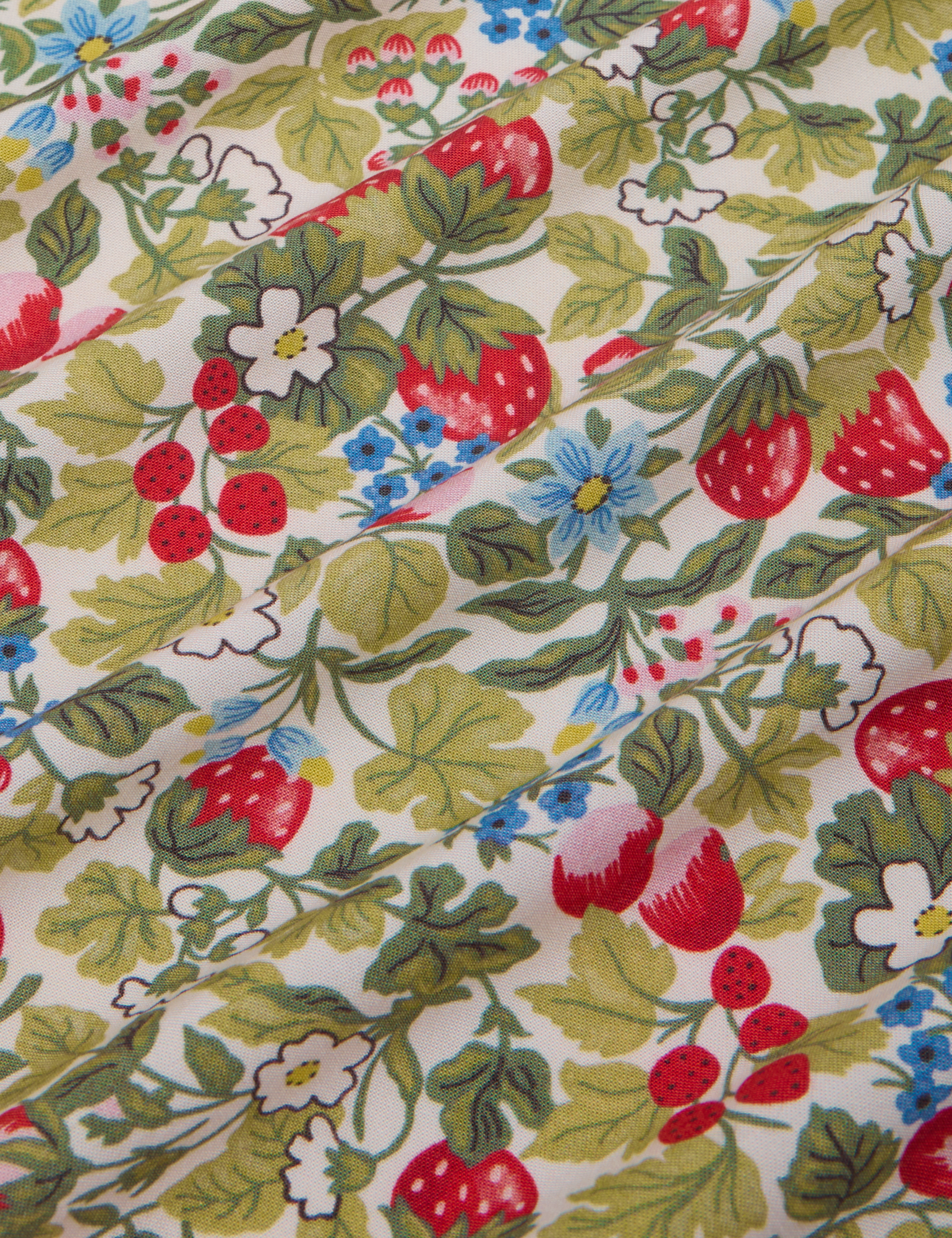Off-White Strawberry Pantry Button-Up fabric detail close up