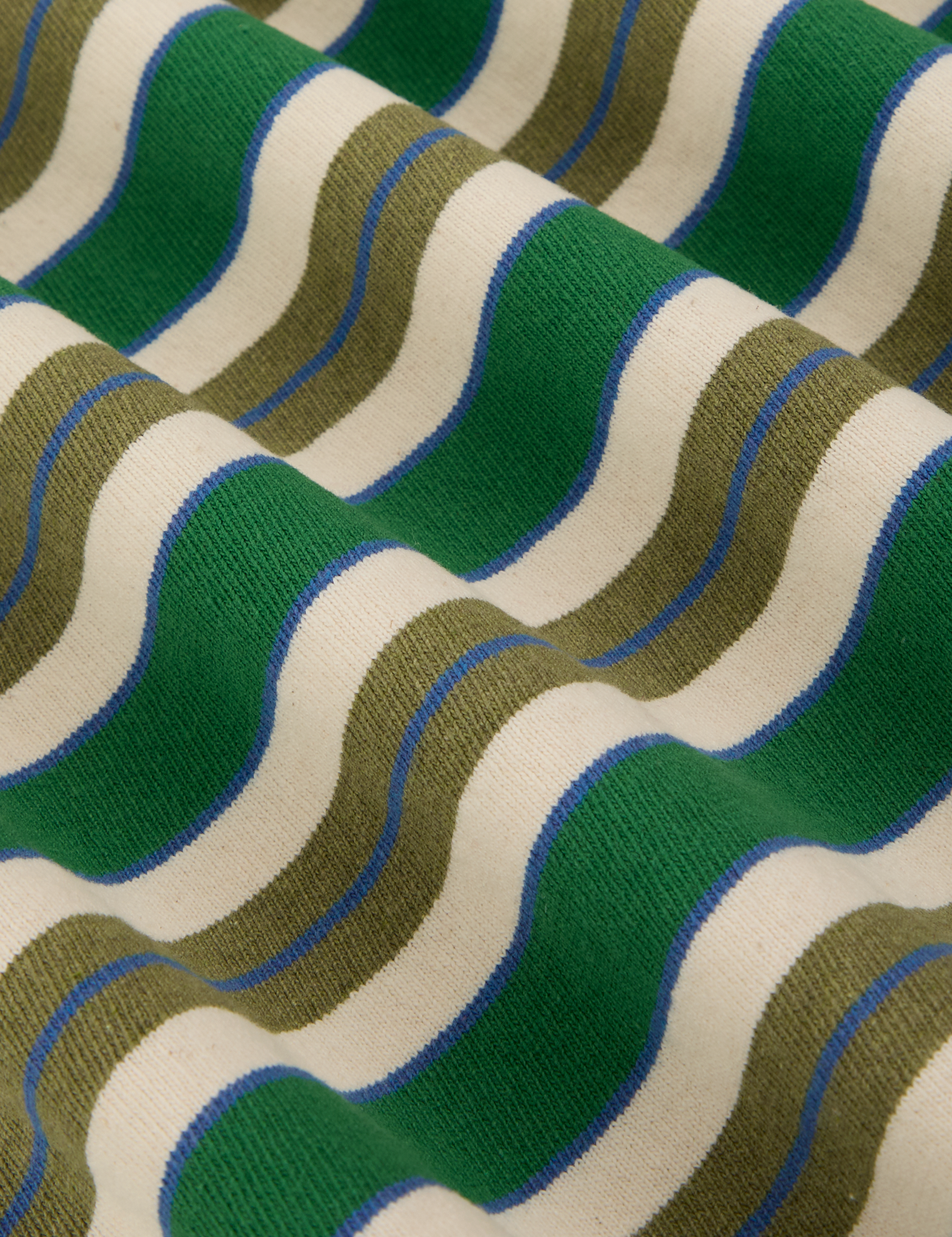 Striped Crop Burly Tee in Blue & Green fabric detail close up