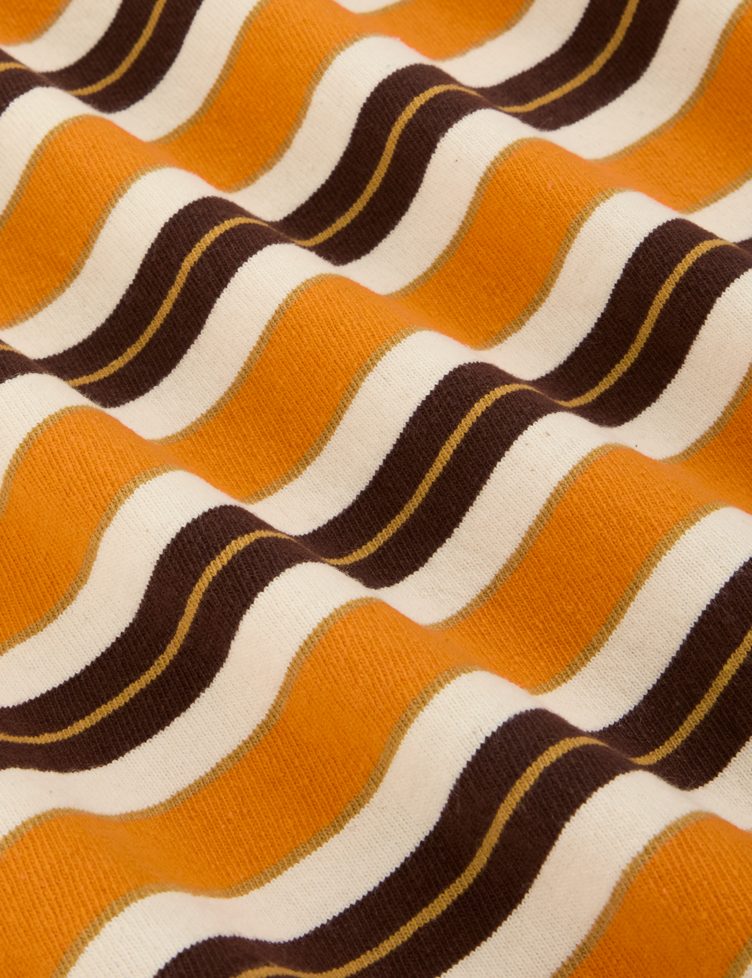 Striped Crop Burly Tee in Orange & Brown fabric detail close up