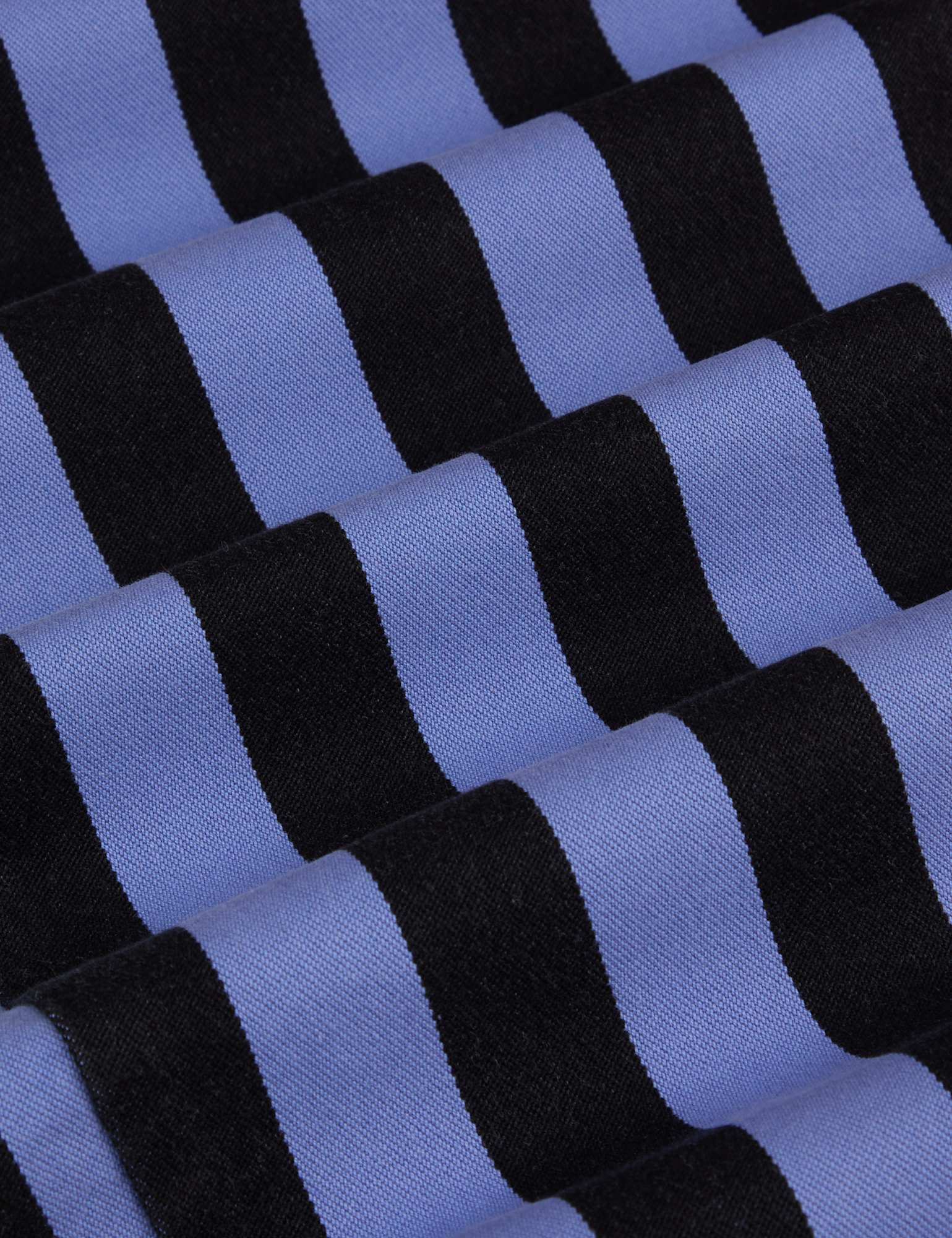 Black Stripe Work Pants in Cornflower Blue fabric detail close up