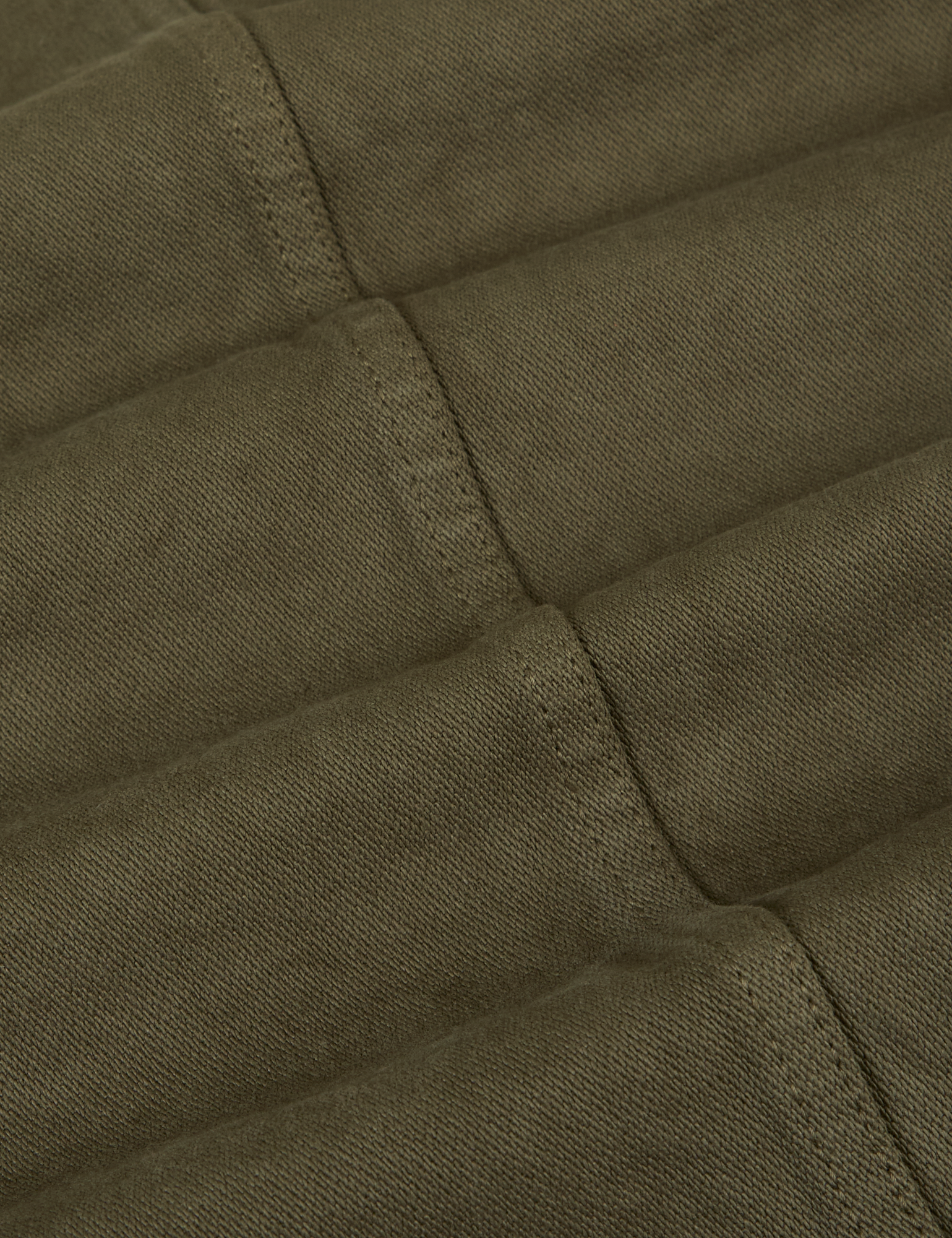 Denim Work Jacket in Surplus Green fabric detail close up