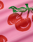Cherry Pantry Button-Up close up of paintstamped red cherries with green stem