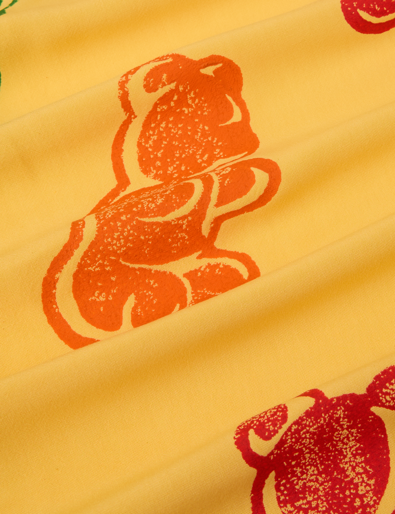 Gummy Bear Pantry Button-Up close up of paintstamped gummy bears
