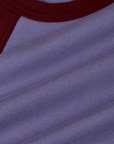 Fabric close up of the Faded Grape/Wine Colorblock Raglan Tee