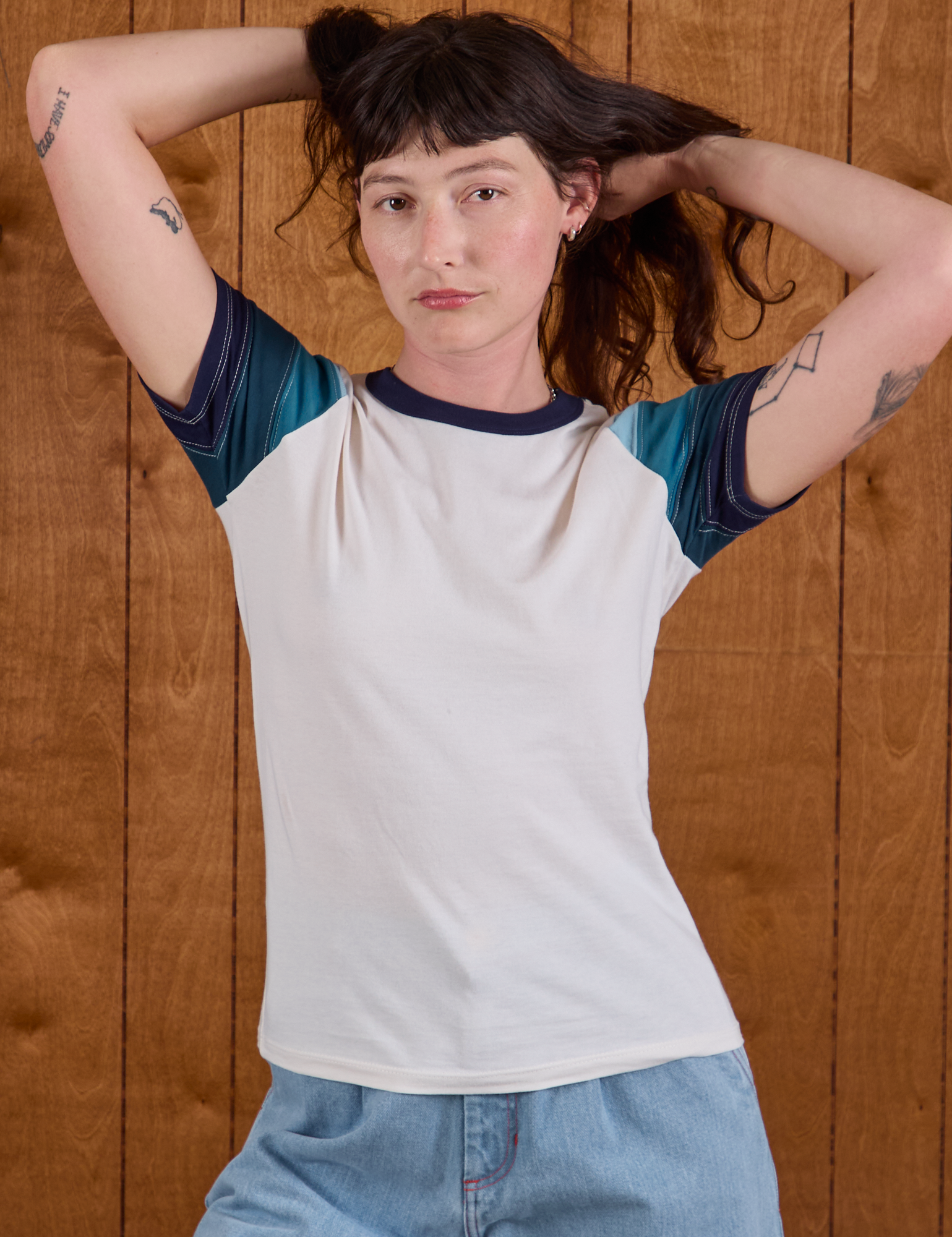Calypso Tee in Ocean on Alex