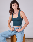 Cropped Tank Top in Lagoon on Alex