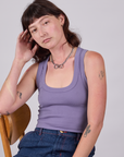 Cropped Tank Top in Faded Grape Alex is 5'8" and wearing P