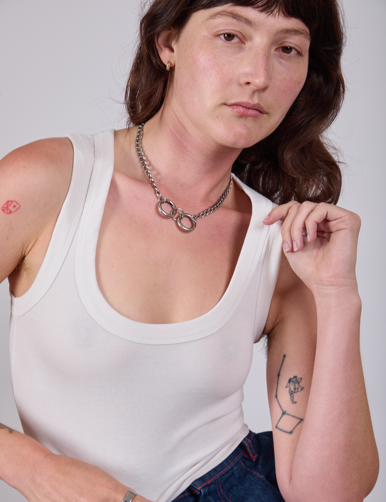 Cropped Tank Top in Vintage Tee White on Alex