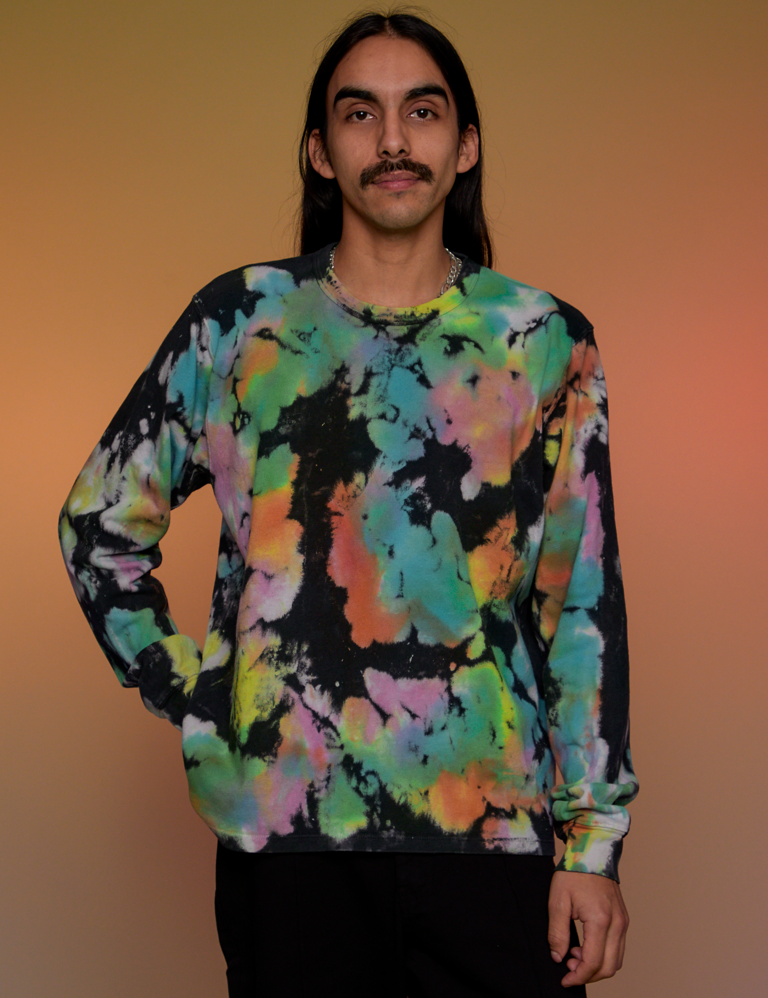 Magic Waters Long Sleeve Burly Tee in Rainbow on Anthony