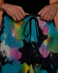 Tie Dyed Wide Leg Sweat Pants front close up on Anthony