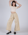 Pleated Pull-On Pants - Vintage Off-White