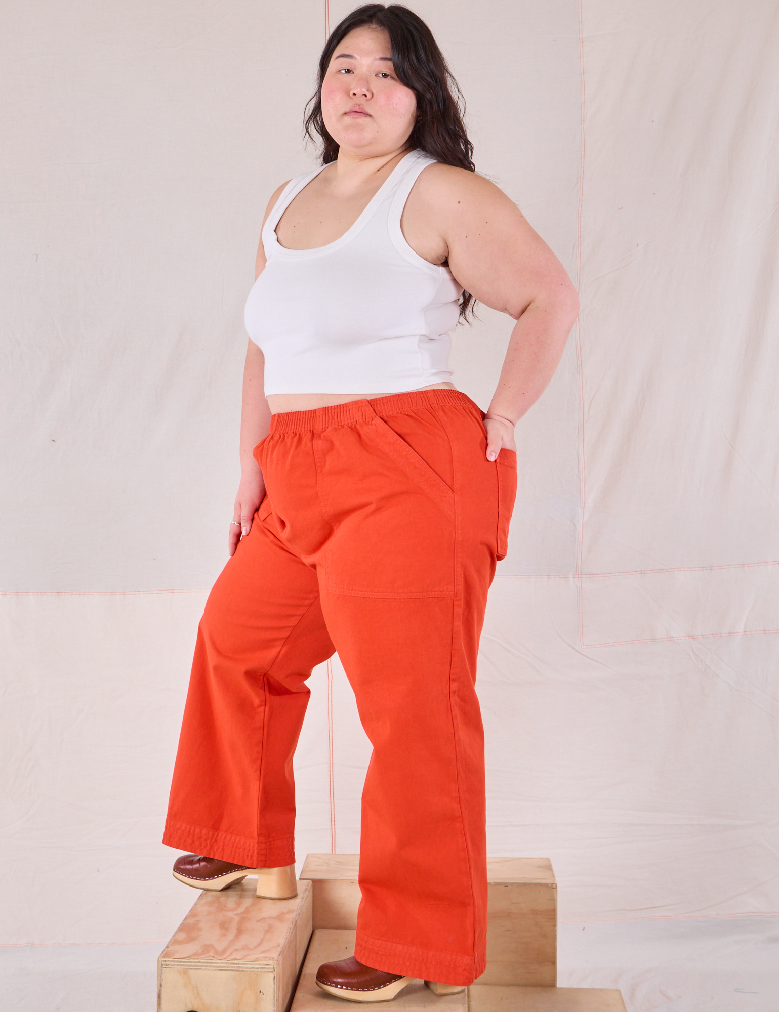 Action Pants in Chili Red side view on Ashley