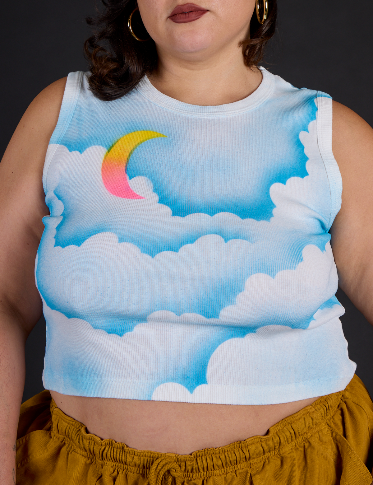 Close out the Morning Moon Airbrush Muscle Tee on Kristen