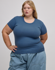 Juliet is wearing Baby Tee in French Blue