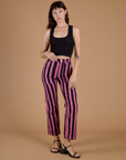 Black Stripe Work Pants - Bubblegum Pink