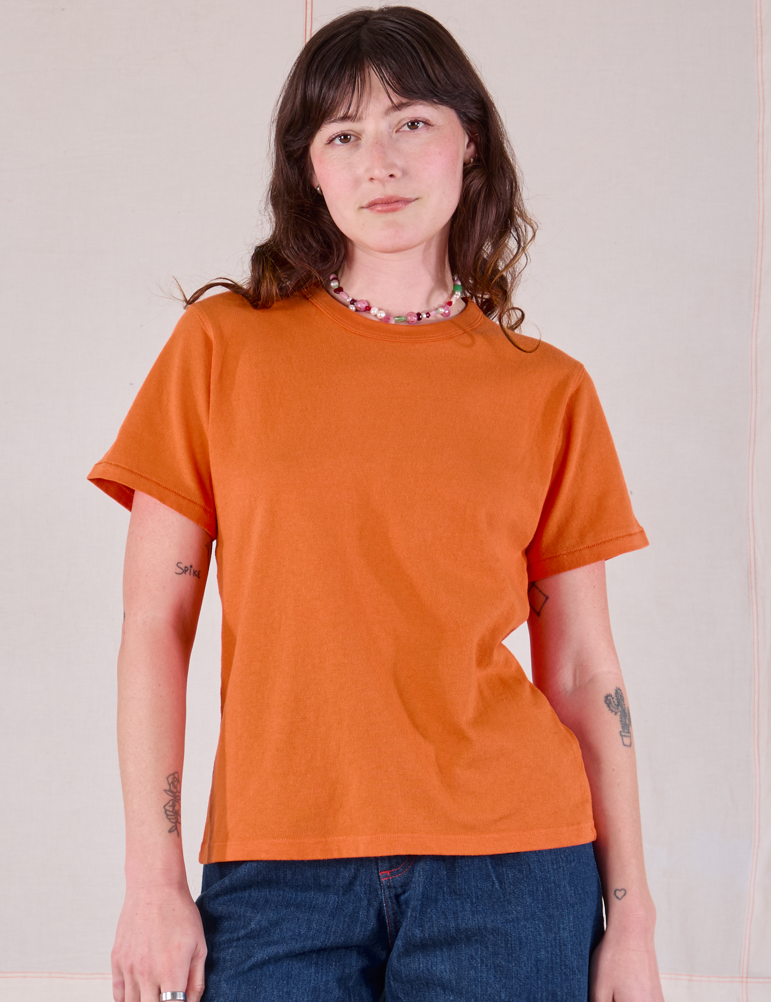 Burly Tee in Construction Orange on Alex