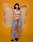 Butterfly Kaleidoscope Drop Pocket Cargo Pants and Cropped Tank in vintage tee white on Alex