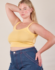 Cropped Cami in Butter Yellow angled front view on Lish