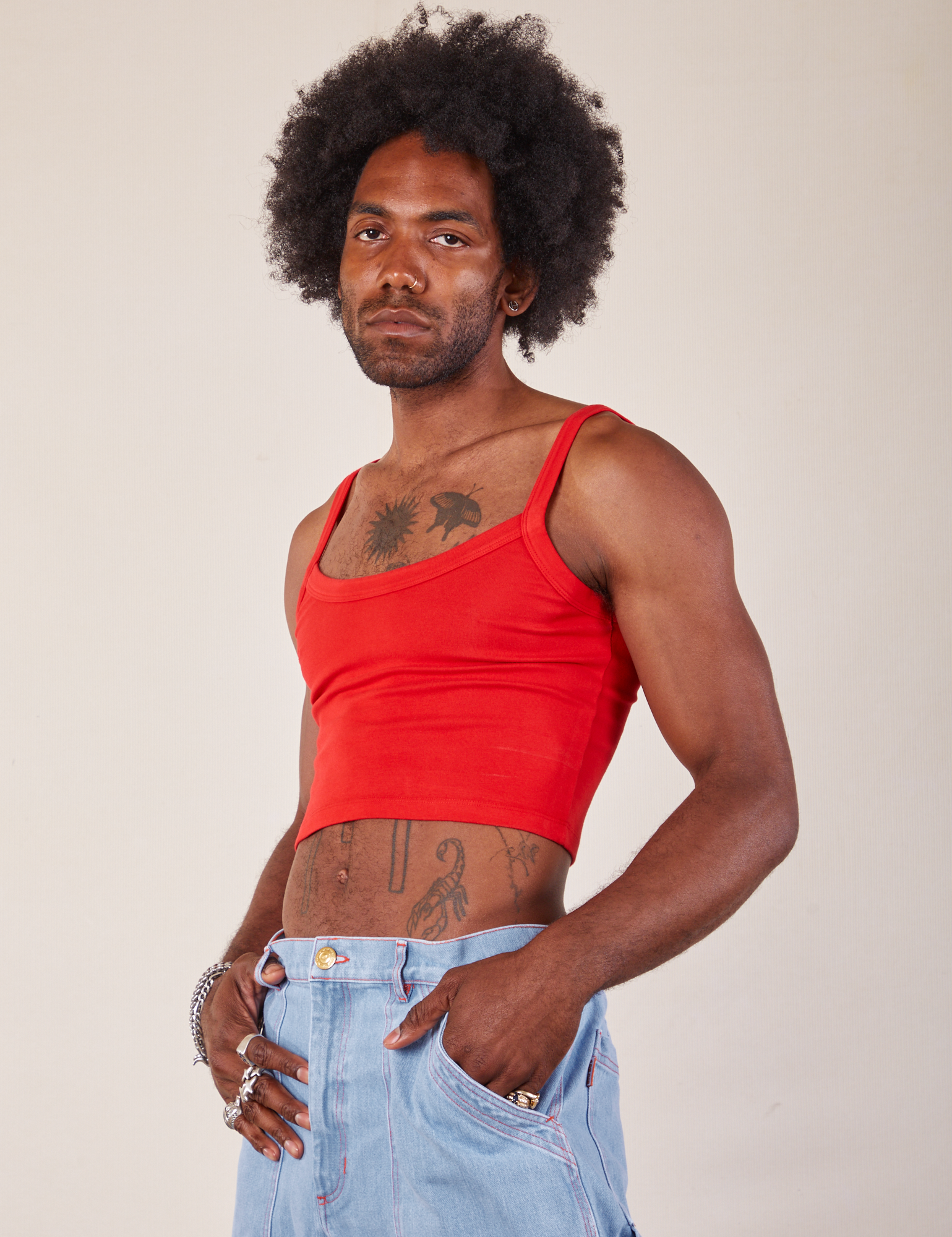 red cropped cami top