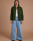 Cropped Corduroy Overshirt - Evergreen