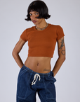 Cropped Baby Tee - Burnt Terracotta