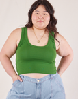 Ashley is 5'7" and wearing L Cropped Tank Top in Lawn Green