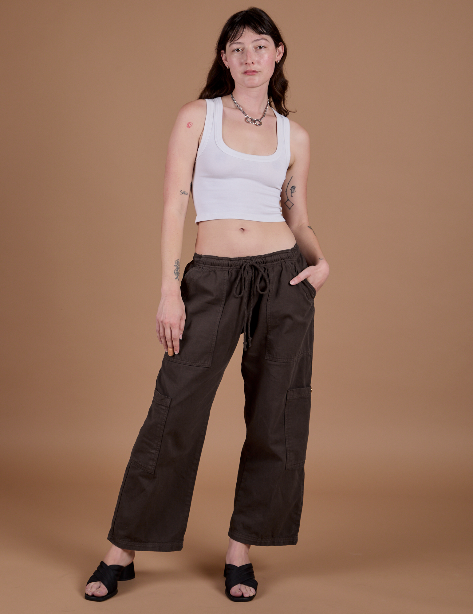 Drop Pocket Cargo Pants - Espresso Brown