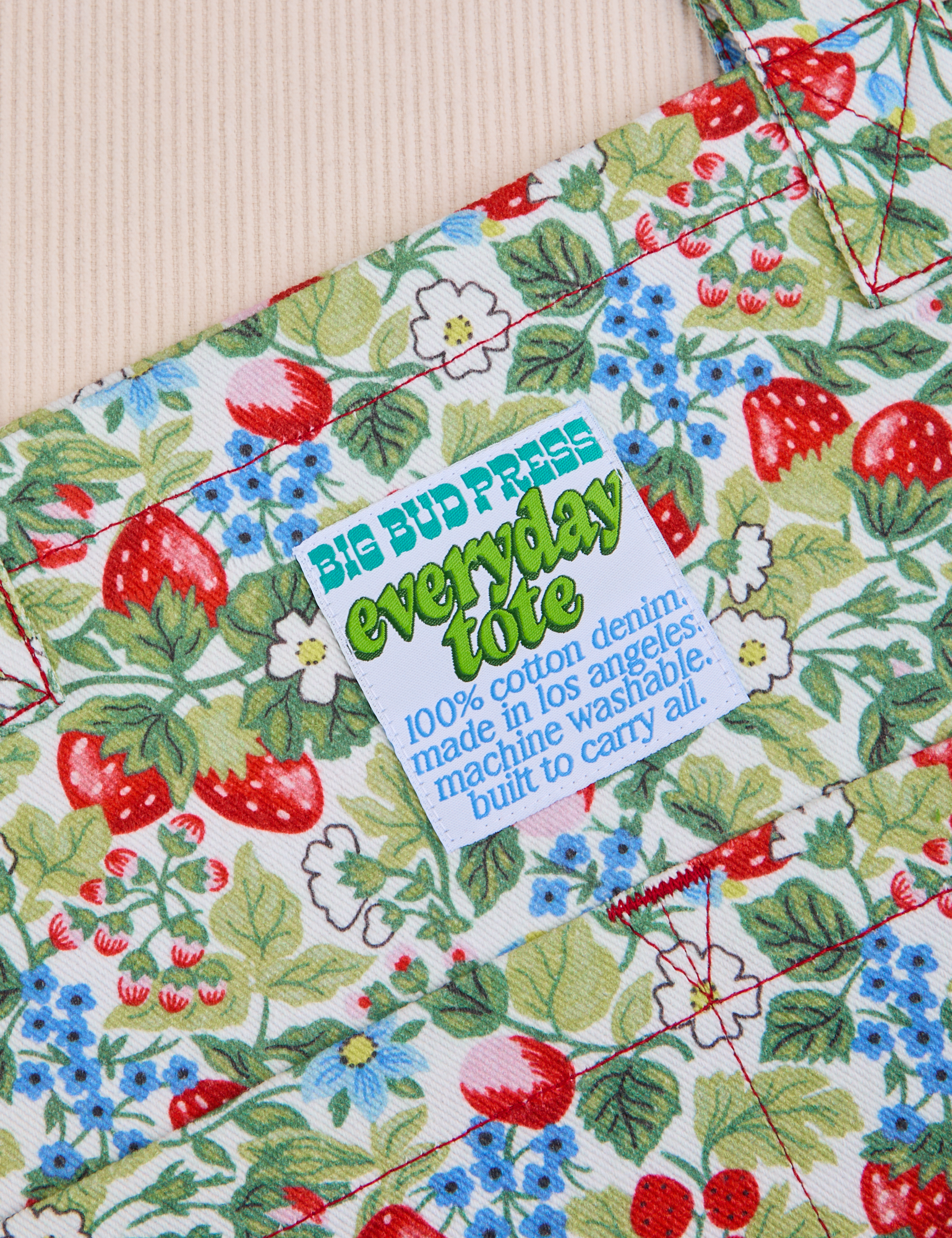 Strawberry Blossom Everyday Tote close up