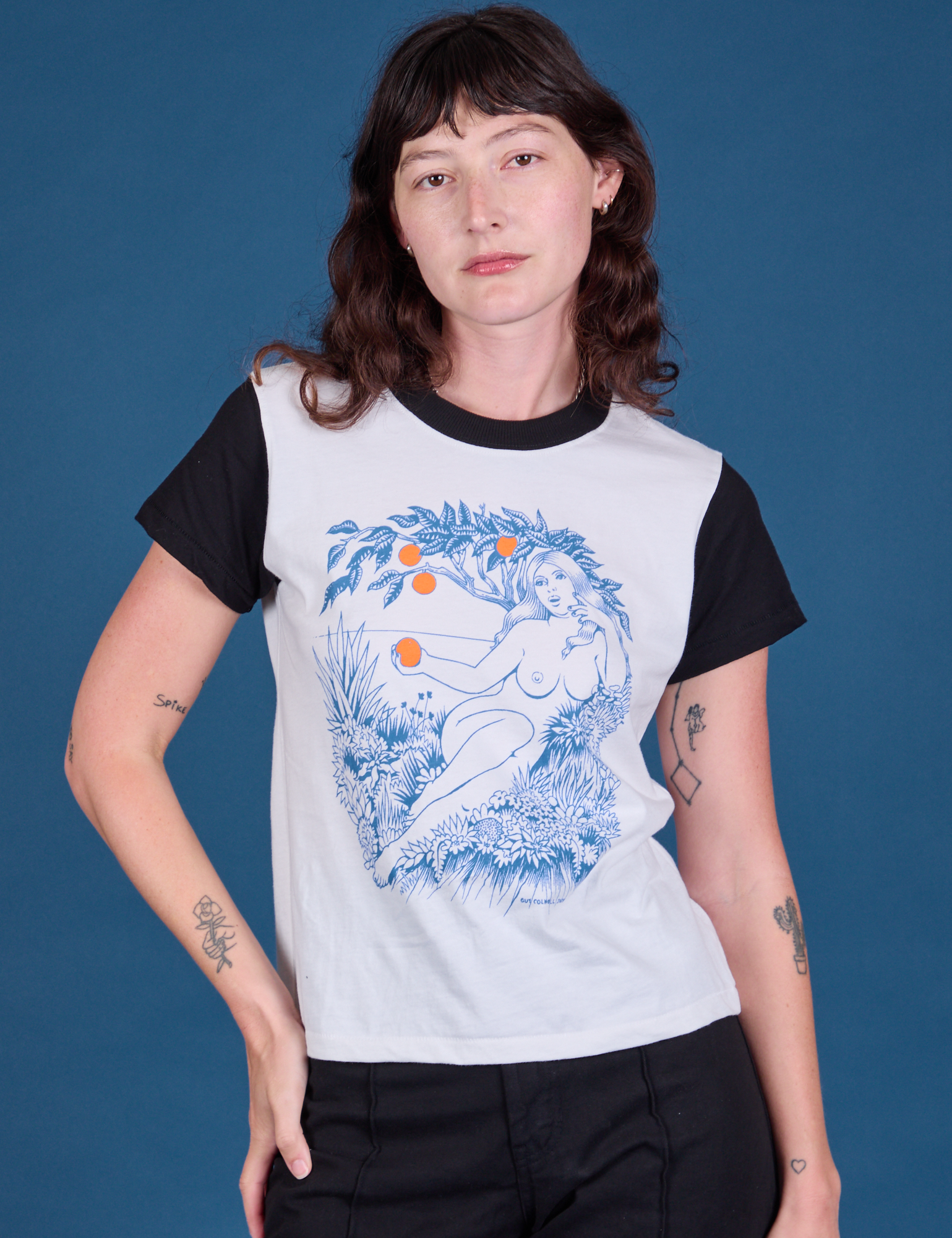Alex is 5'8" and wearing P Vintage Tee in California Girl