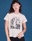Alex is 5'8" and wearing Vintage Tee in Group Show