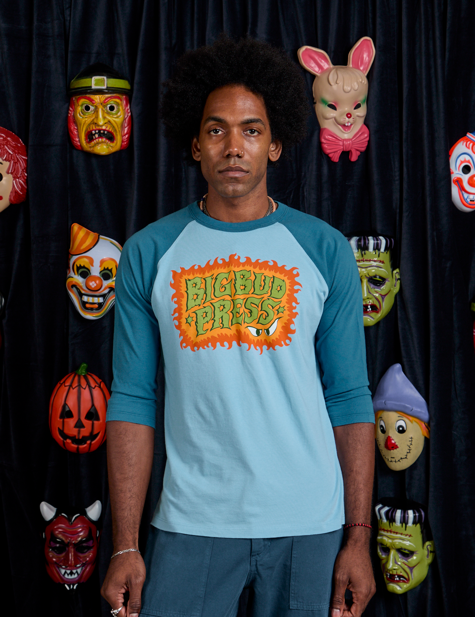 Jerrod is wearing Raglan Tee in Haunted BBP