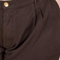Front close up of Heavyweight Trousers in Espresso Brown on Ashley