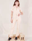 Heritage Short Sleeve Jumpsuit in Natural worn by Alex