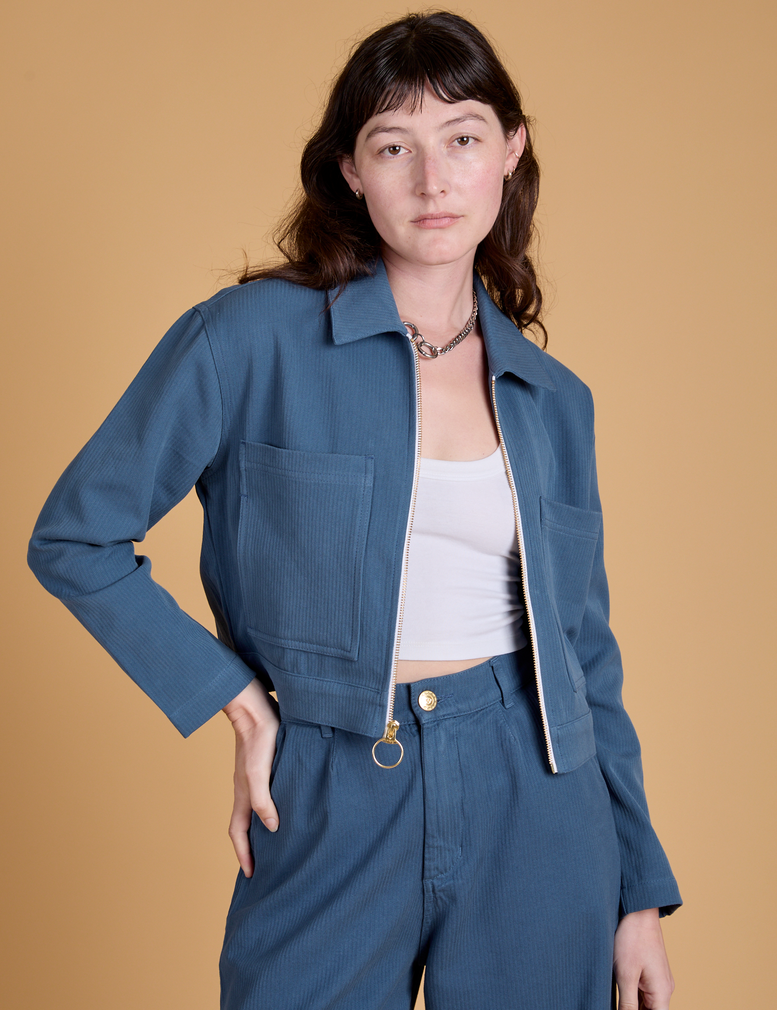 Heritage Mechanic Jacket in French Blue on Alex