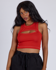 Porthole Tank in Mustang Red worn by Kandia