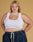 Contrast Stitch Mini Tank - Vintage Tee White