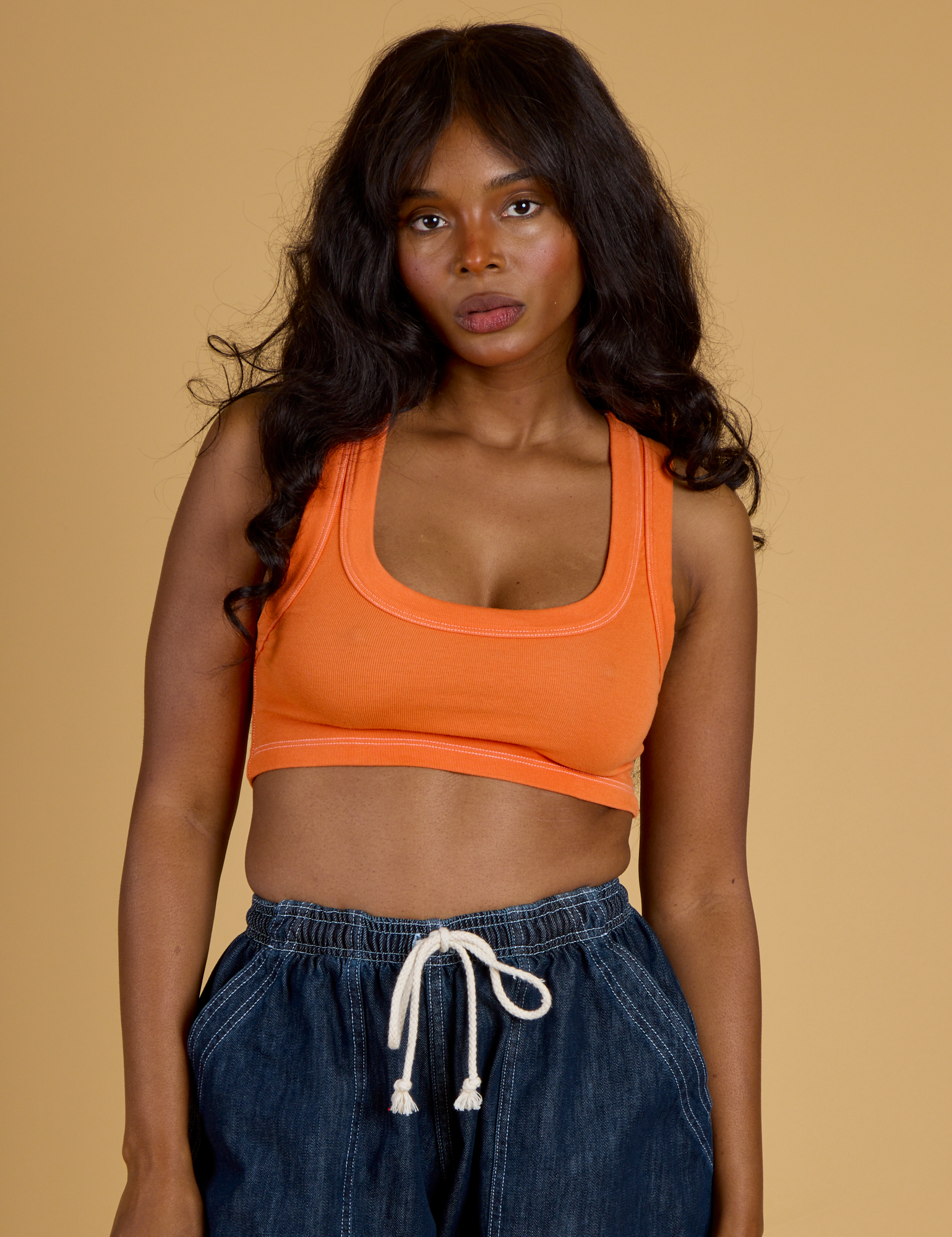 Contrast Stitch Mini Tank - Construction Orange