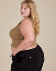 Muscle Tee in Desert Brown side view on Juliet