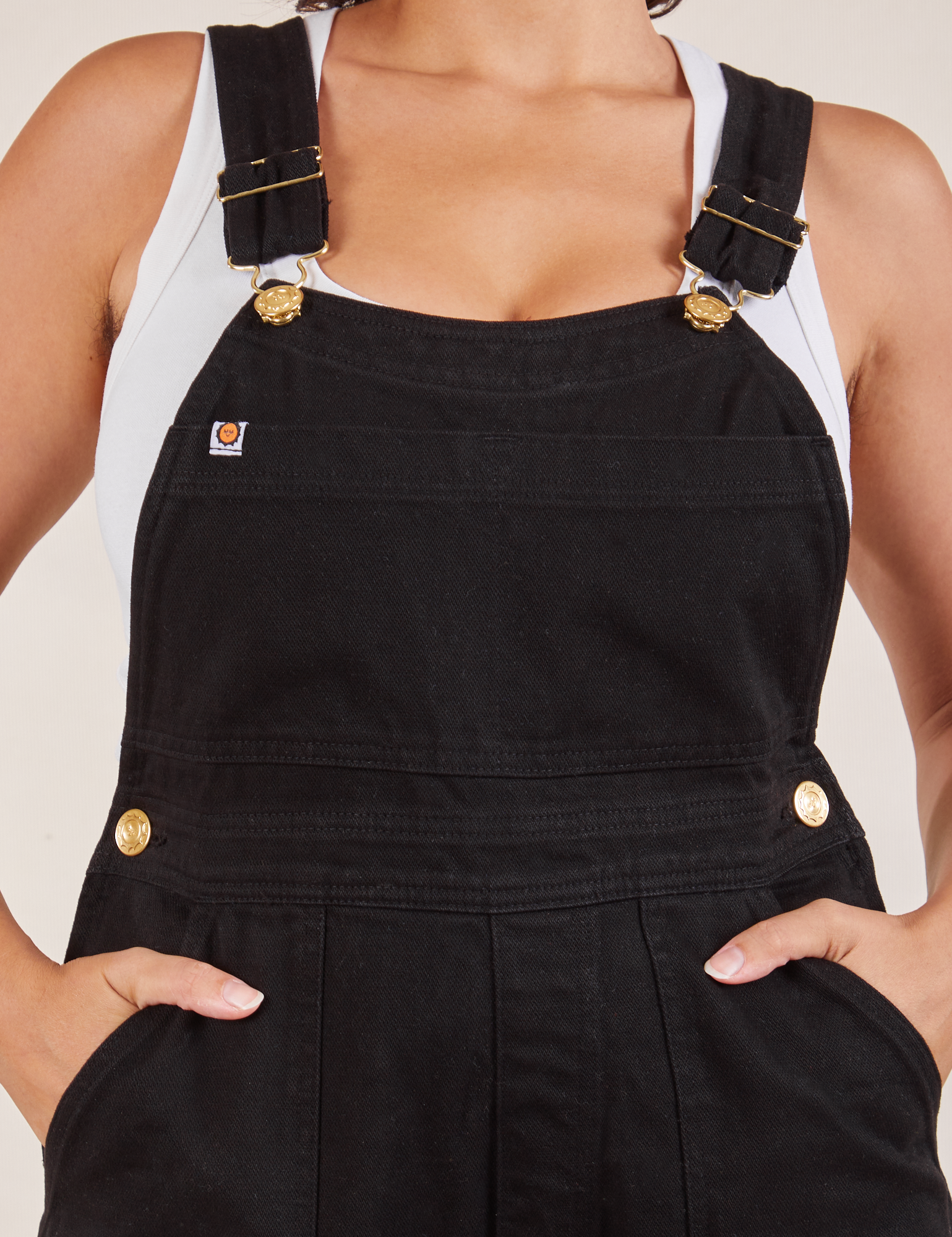 Original Overalls in Mono Black front close up on Tiara