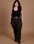 Black Stripe Work Pants - Espresso Brown