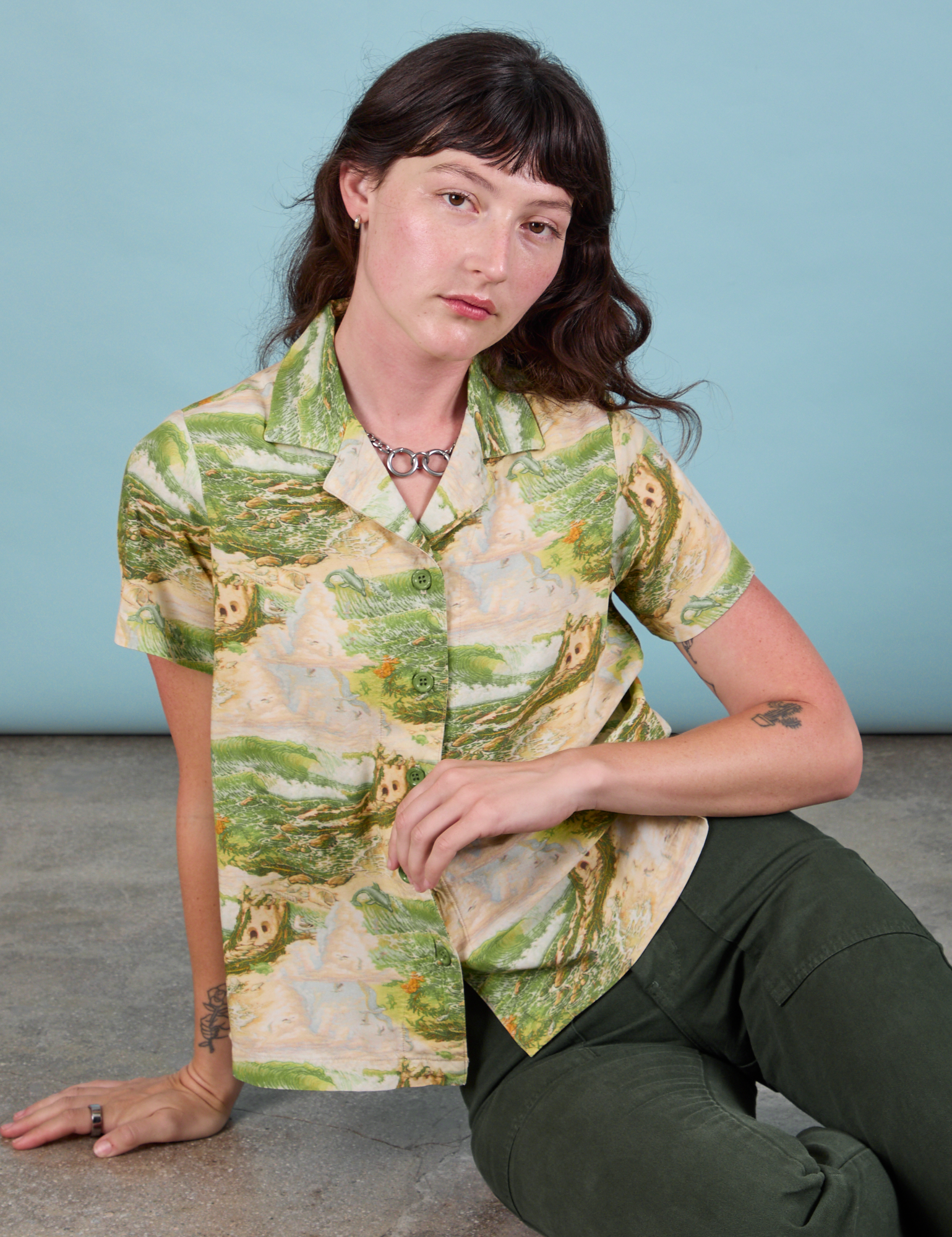 Pantry Button-Up in Ocean and Sky on Alex